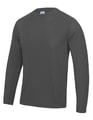 Heren Sportshirt Lange Mouw AWDis JC002 Charcoal